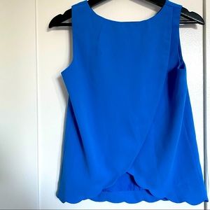 J.Crew Factory Scalloped Hem Sleeveless Top with Tulip Back XXS royal blue